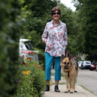Sally Hobart Alexander with her guide dog, Dave. (Photo by Ryan Loew/PublicSource)