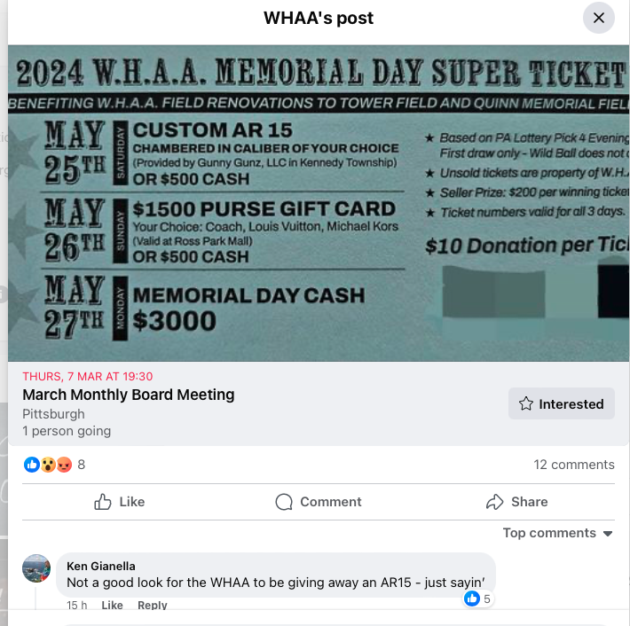 Pittsburgh youth sports group offers AR-15 as raffle prize