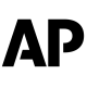 Black "AP" letters on a white background with a thick red stripe along the bottom; official logo of the Associated Press.